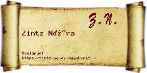Zintz Nóra névjegykártya